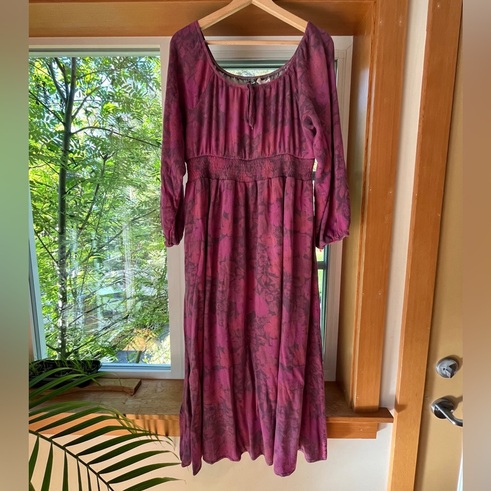 Purple Floral Midi Dress